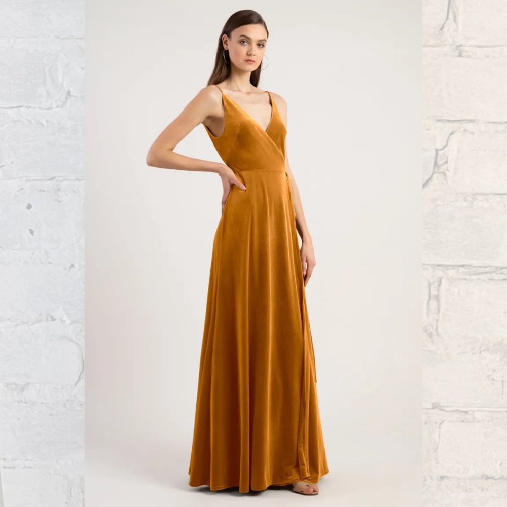 jenny yoo andi velvet mustard yellow marigold wrap dress [size 4]